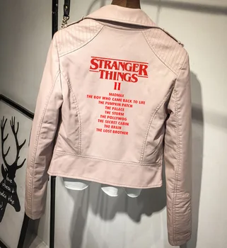 

steanger things 3 PU Leather Jacket Zipper Outerwear jacket New 2018 Winter And Autumn Coat Women New Fashion Color