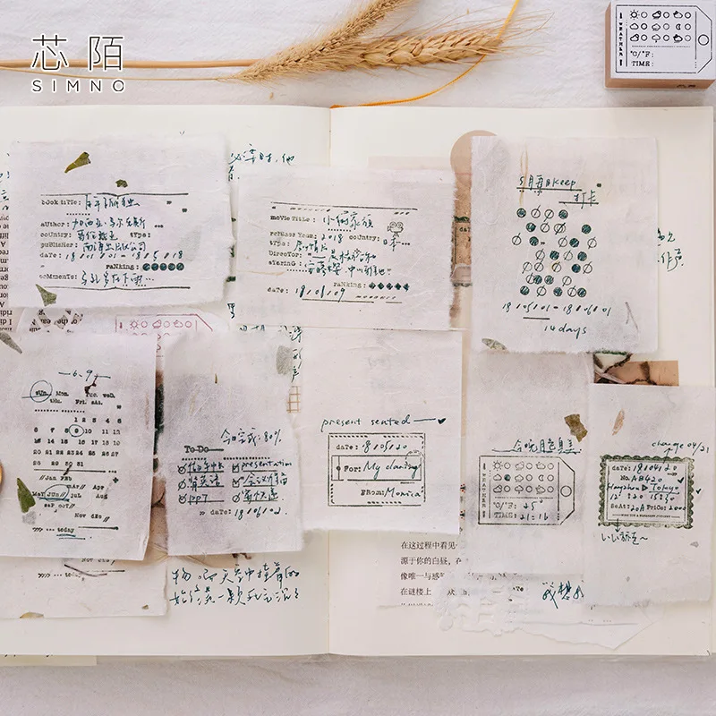 

vintage to do/calendar/monthly/clock in/weather notes function collage seal stamp wood rubber seal log rubber stamp deco planner
