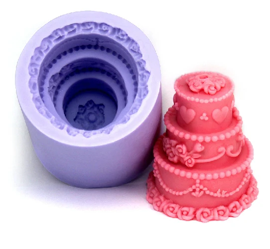Three layers birthday cake silicone mold handmade chocolate mold soap