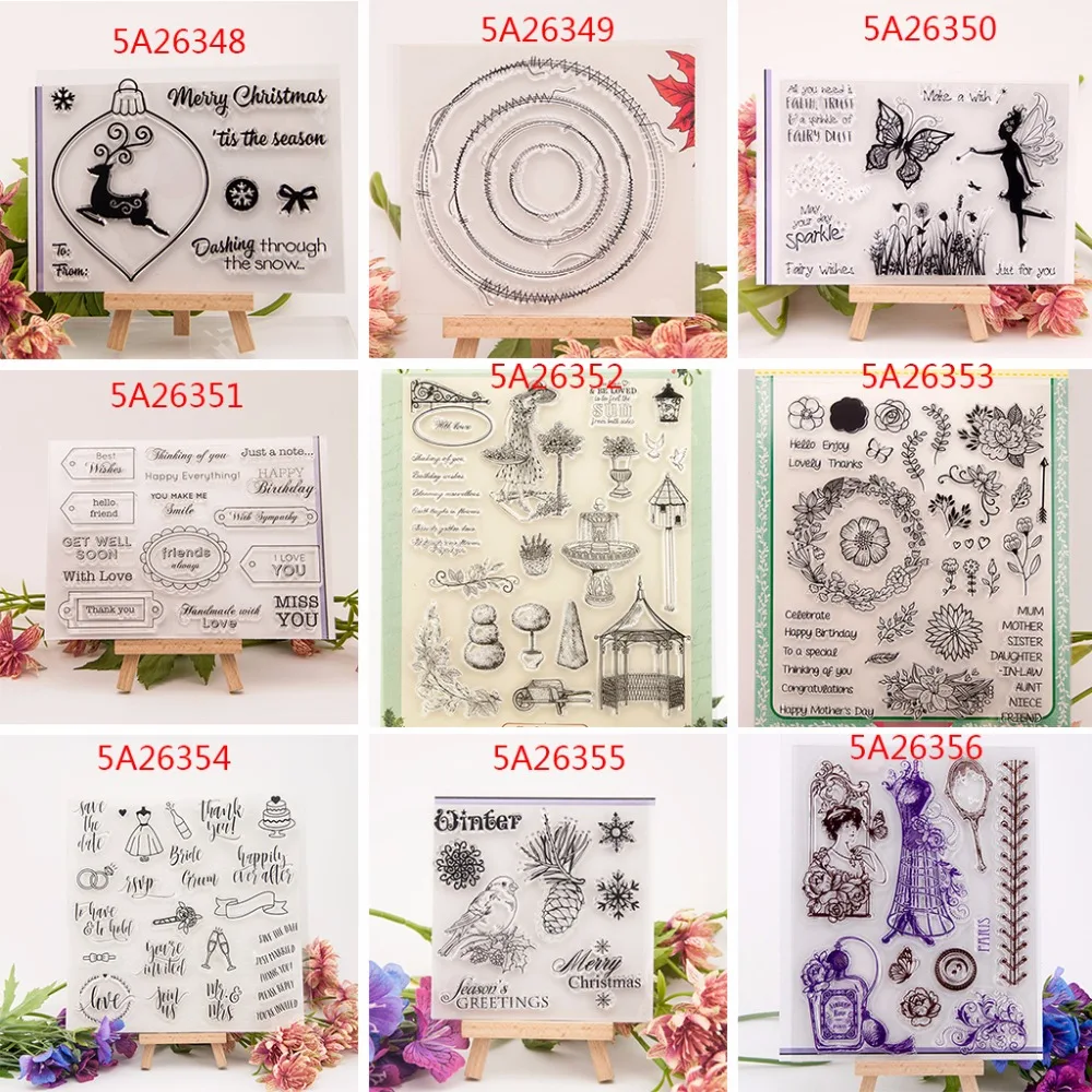 

9 Patterns Christmas Transparent Silicone Clear Rubber Stamp Cling Diary Scrapbooking DIY Photo Album Decor