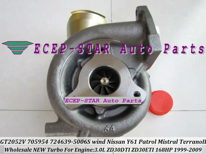 С ветровым охлаждением GT2052V 705954 0015 724639 5006S Turbo для NISSAN патруль Mistral Y61 Terrano II ZD30DTI ZD30ETI