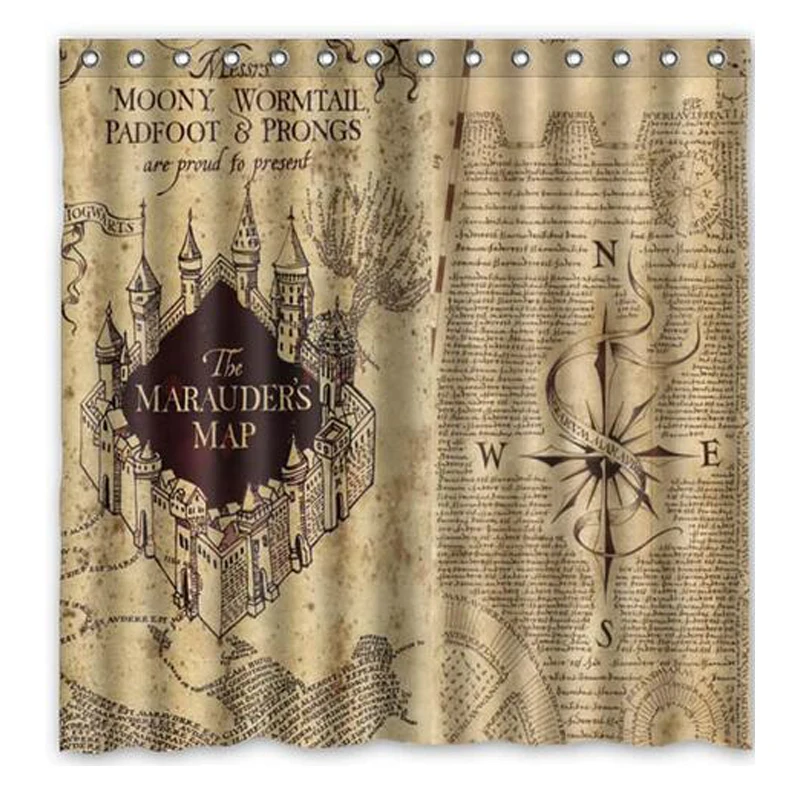 

Aplysia Magic Map Harry Potter Design Polyester Fabric Shower Curtain Movie Poster Waterproof Mildew proof Bath Curtains