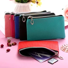 Модный кошелек из искусственной кожи, кошелек для монет, Длинный кошелек карамельного цвета с ремешком на руку, Женский кошелек для монет, клатч на молнии, сумочка