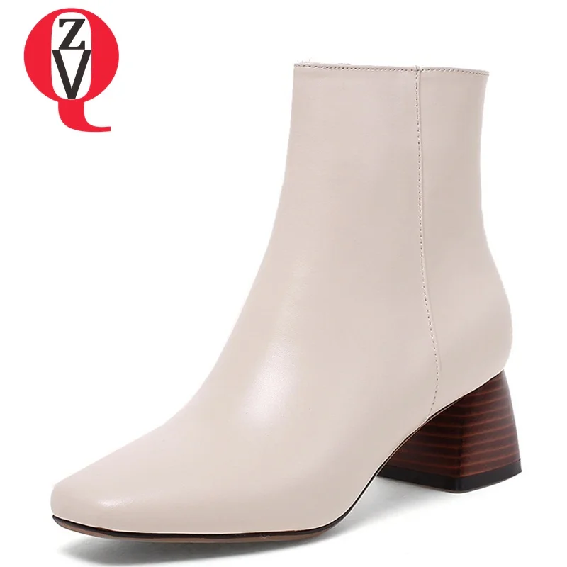 ZVQ genuine leather ankle boots large size 33 43 plush women Ankle Boots | Stiefeletten : Genuine Schuhe kaufen Damen