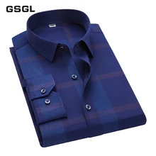Мужская рубашка в клетку, хлопок, весна-осень, Новое поступление, Повседневная деловая рубашка с длинными рукавами, мягкая удобная приталенная стильная брендовая мужская рубашка C