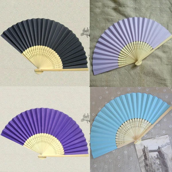 

Summer Mini Fan Chinese Bamboo Folding Paper Patternless Hand Fan Home Decor E2S