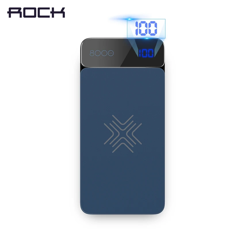 ROCK 8000 мА ч беспроводное зарядное устройство power Bank для iPhone X 8 plus портативная