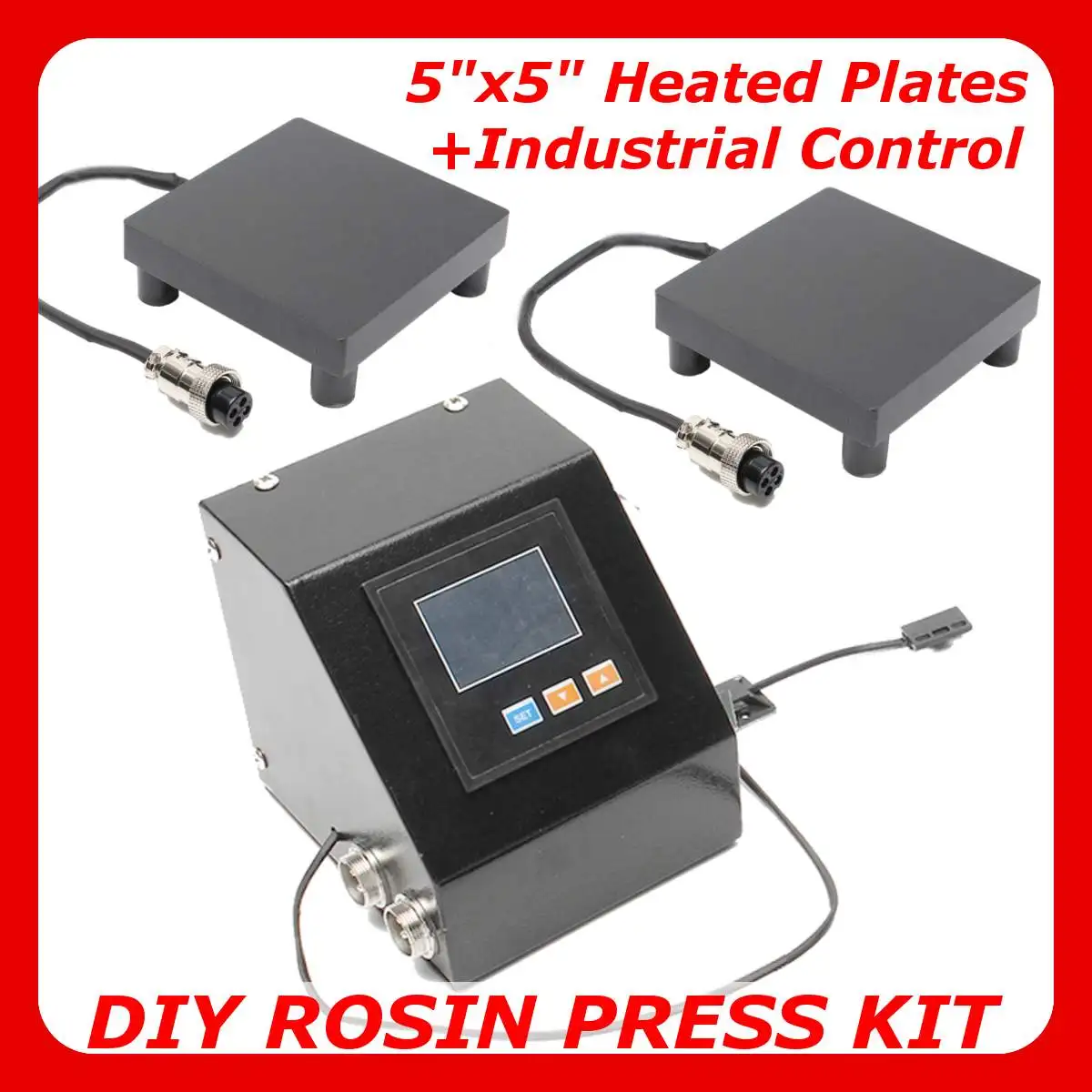 

5x5 Inch Rosin Press Kits Heated Plates Industrial LCD Temper Controller with Aerrial Plug DIY