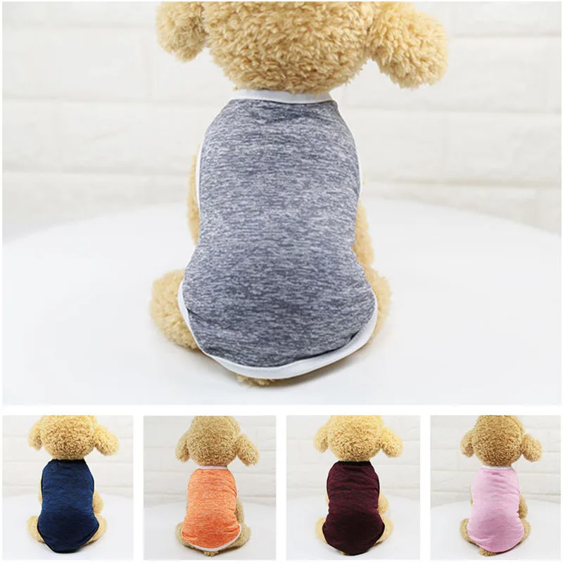 

Summer Pet Clothes Casual Dog Vest T Shirt for Small Medium Dogs Comfortable Pure Color Cat Clothing Blue Gray Pink Orange Red