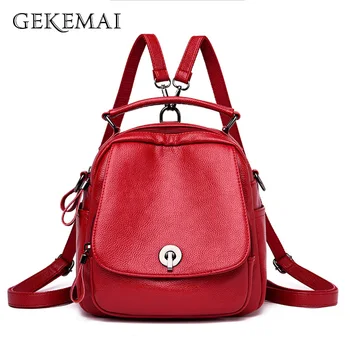 

Fashion Female Backpack for Women Leather School Bag Backpacks for Teenager Girls Travel Bagpack High Quality Mochila Sac Korean