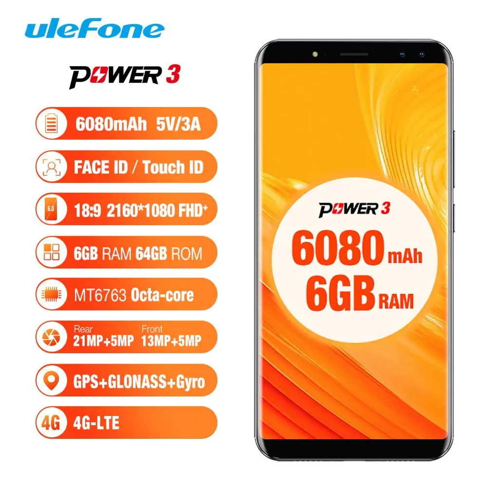 Оригинальный Ulefone Мощность 3 смартфон 6 0 &quot18:9 FHD + безрамочный экран мобильного