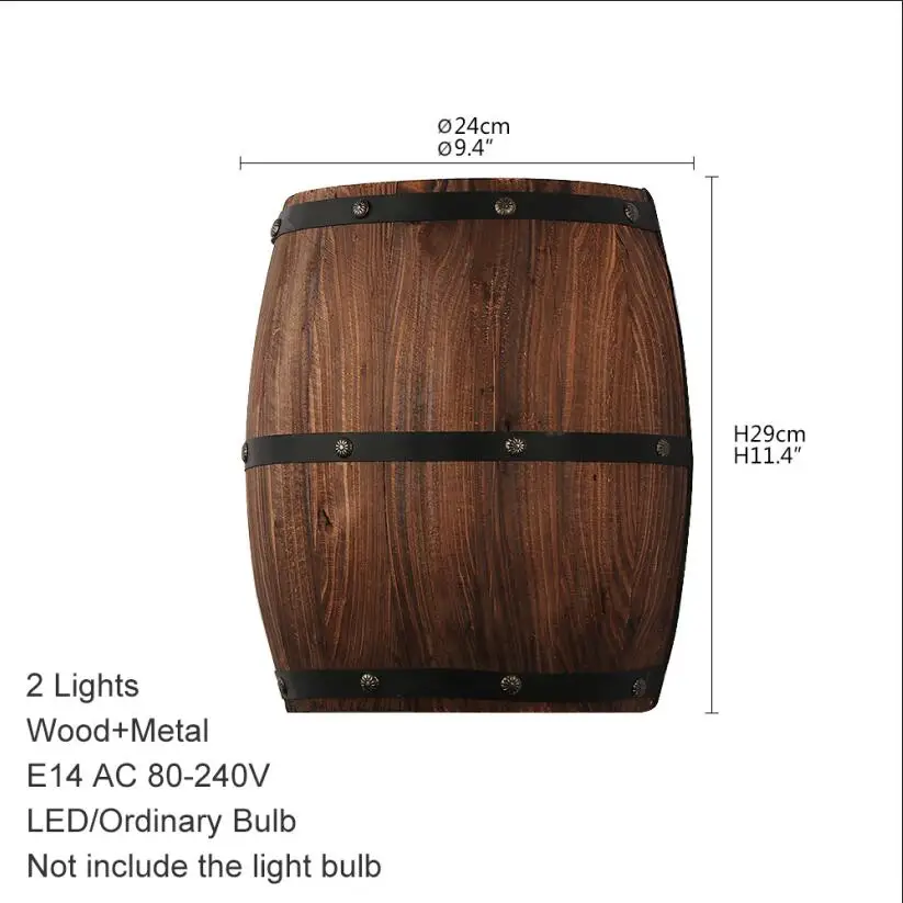 American Classic Wall Lamps Country Wine Barrel Modern LED Wall Lights for Bedroom Living Room Restaurant Kitchen Hallway Bar-1