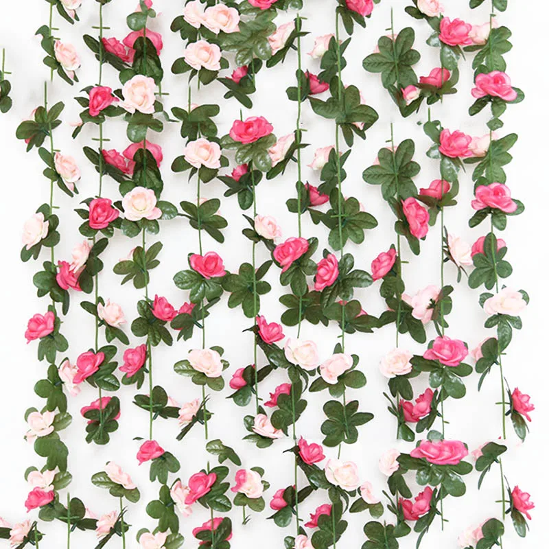 

High Quality Artificial Fake Silk Rose Flower Hanging Garland Garden Wedding Lawn Decor VE