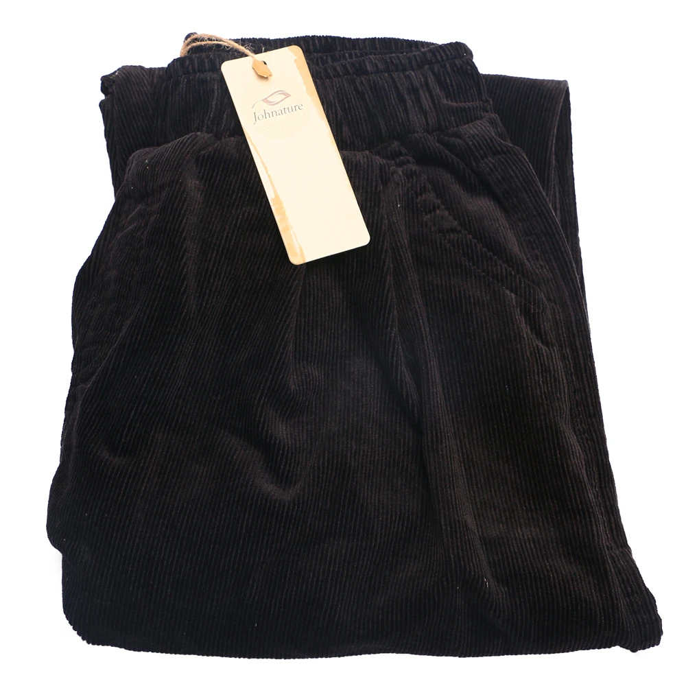 Женские плиссированные брюки Johnature, вельветовые теплые винтажные с эластичным поясом, свободные толстые повседневные хлопковые штаны, осень-зима