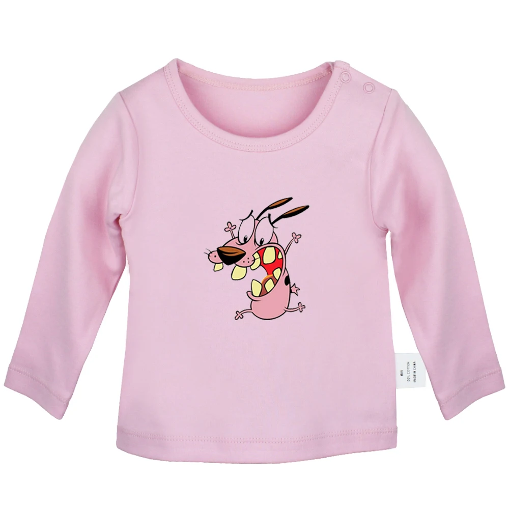 Смелость трусливая собака, страшная любовь, цветные футболки для новорожденных с Мопсом, футболки для малышей с рисунком, однотонные футболки с длинными рукавами для малышей - Цвет: JaBabyYP876C
