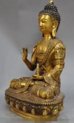 

S0721 11"old tibet buddhism bronze gilt tower HEALING MEDICINE BUDDHA sakyamuni statue