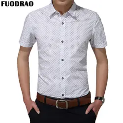FUODRAO новый модный принт Для мужчин хлопковая летняя Рубашка с короткими рукавами Повседневное рубашки Slim Fit Camisa Masculina плюс Размеры 5XL C810
