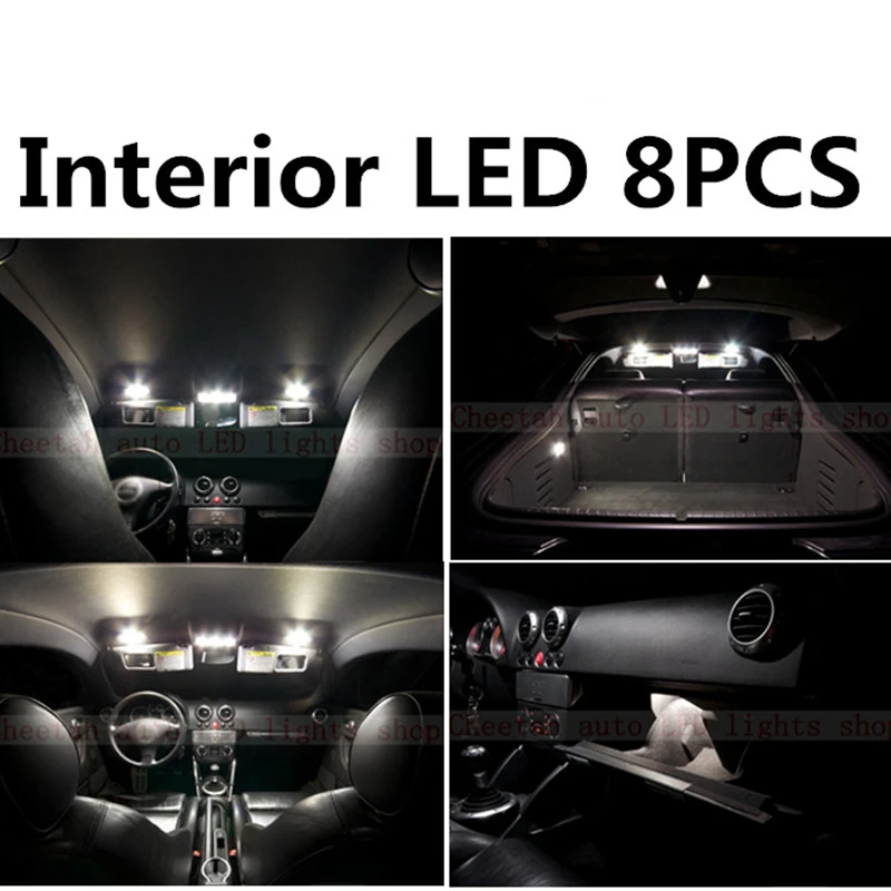 

Tcart 8pcs X free shipping Error Free LED Interior Light Kit Package for AUDI TT MK1 accessories 1988-2007