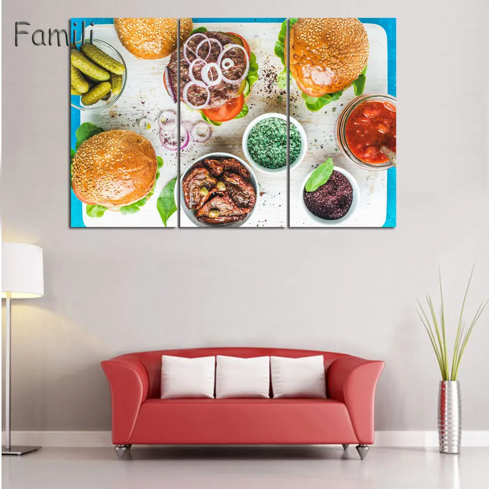 Buy 3 Piece Wall Art Painting Various Colorful Food