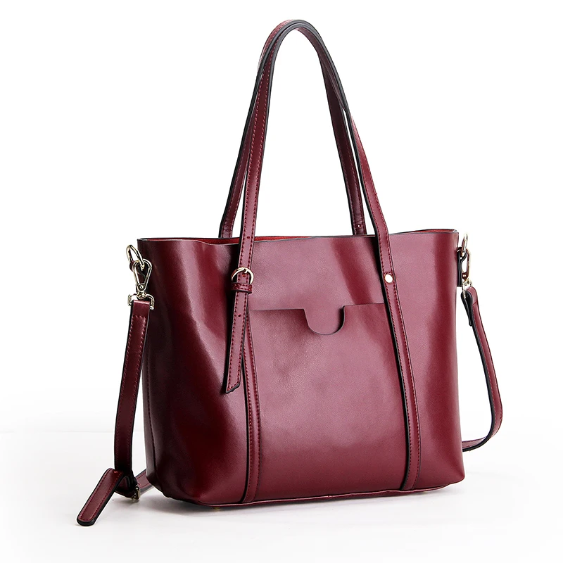 

2018 new leather lady bag with fashionable large capacity tote bag with sloping span single shoulder bag