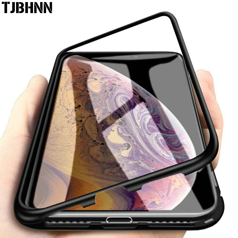 2019new Магнитный адсорбционный чехол для iPhone XR XS MAX X 8 7 Plus + закаленное стекло магнит