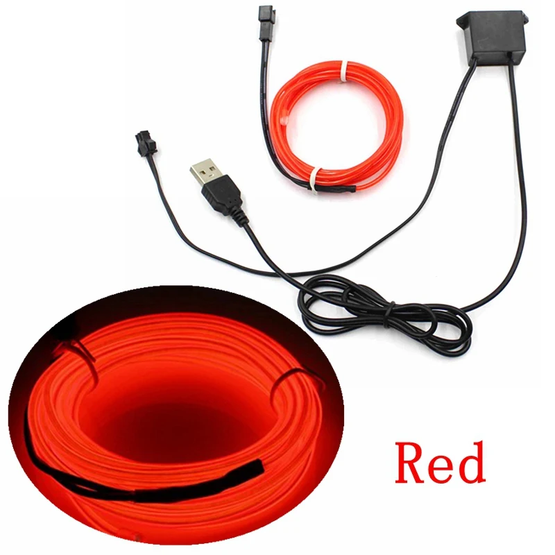 1/2/3/5/10 м EL провод с 5 В USB контроллером неоновый светильник светодиодный Гибкая