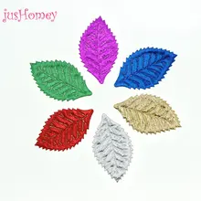 100 шт. блестящий металлик цвета тканевый лист Аппликации 53X30 мм Искусственные осенние листья украшение-Гирлянда для вечеринки лист Записки интимные аксессуары