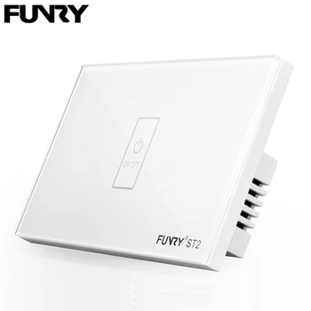 

Funry ST2 1 Gang US Standard Capacitive Touch Switch Remote Control luxury Glass Wall Switch Panel Light Switch 110-240V