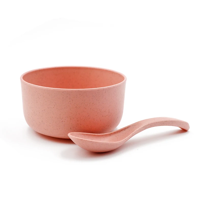 Pink Пшеничная Лапша миска для рисового супа пшеничная соломенная Салатница детский пищевой контейнер для супа риса чаша для пикника набор столовой посуды для кухни - Цвет: Pink