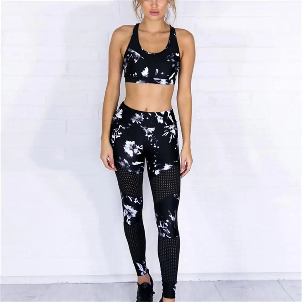Sports Suit Yoga Bra + Yoga Pants Fitness Yoga Set Printed Workout Gym