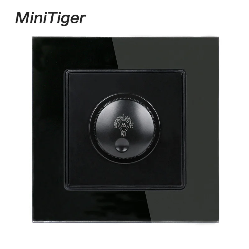 Black Minitiger лампа Реостат регулятор только для Светодиодный лампочки роскошный хрустальный стеклянный настенный светильник переключатель прерыватель 16A 0~ 300 Вт - Цвет: Black