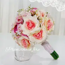 Красивый красный розовый цвет свадебный цветок свадебные букет из искусственных цветов Роза Свадебные букеты S146