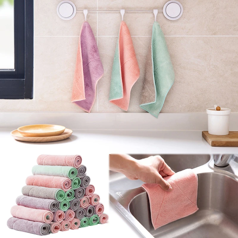 Duster Dishcloth Kitchen Cleaning Washing Towel Anti grease Fiber 1PC ...