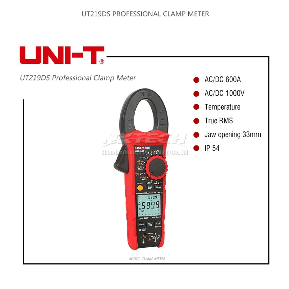 UNI-T UT219E UT219M UT219DS Профессиональный цифровой клещи True RMS LoZ ACV AC/DC Вольт ACA Ом Емкость Freq температура