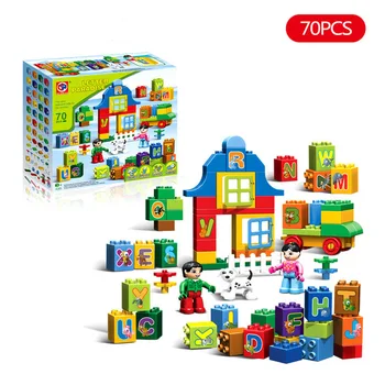 

70pcs Large Size Letters Paradise Building Blocks Letter Bricks Educational Toys Compatible with legoeINGly Duplos Free Shiping