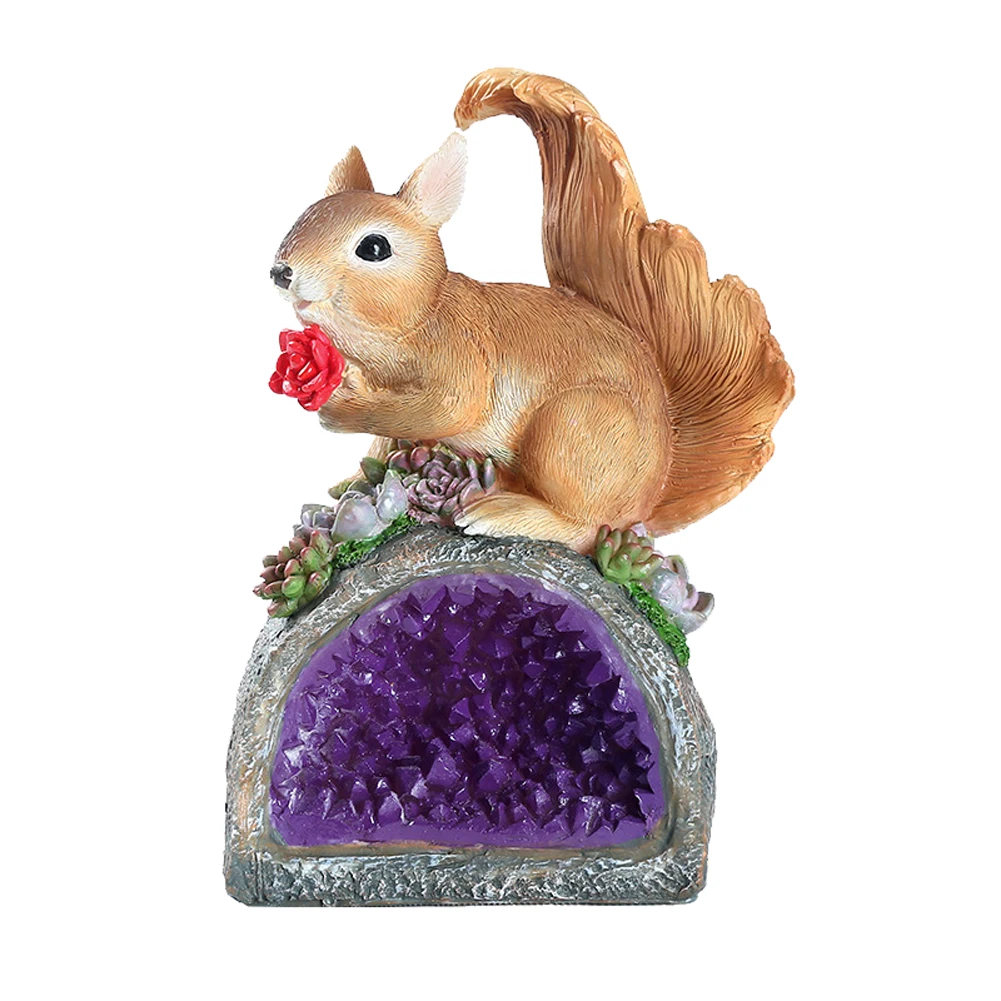 

Squirrel Shape Decoration Home Lawn Ornament Practical Gift Solar Light Patio Outdoor Yard Compact Garden Statue Synthetic Resin
