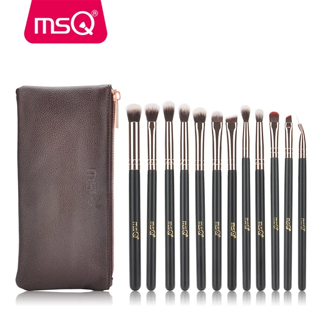 MSQ 12 шт. тени для век набор кистей для макияжа Pro розовое золото тени смешивание составляют кисти мягкого синтетического волос для красота