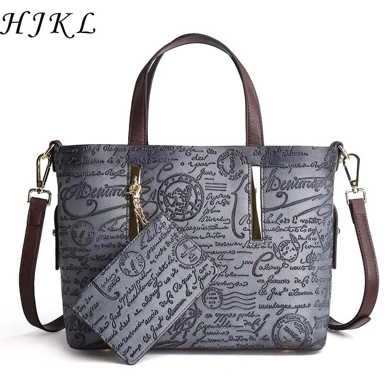 

HJKL Vintage PU Leather Composite Bags Embossing Large Capacity Handbags Female Daily Clutch Single Shoulder Bag for Women 2018