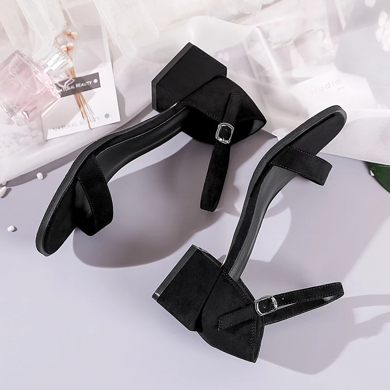 

Women's genuine suede leather ankle strap low heel sandals summer open toe leisure female sandalias narrow band shoes for women