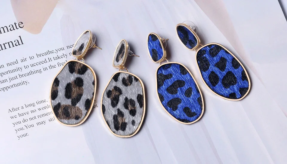 ZWC Модные Винтажные леопардовые серьги в европейском и американском стиле, ювелирные изделия для женщин, вечерние простые геометрические серьги-капли