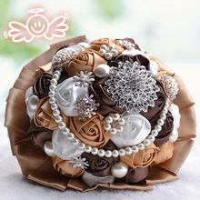Luxury Crystal Rhinestone Wedding Bouquet 6 Styles Artificial Silk Rose Flower Bridal Bouquets Hand Made Gorgeous Pearls Bouquet
