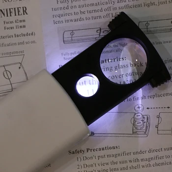 

LED Light Magnifying Glasses Rectangle Handheld Slide Out Magnifier Jewelry Tools 20X 45X Magnification