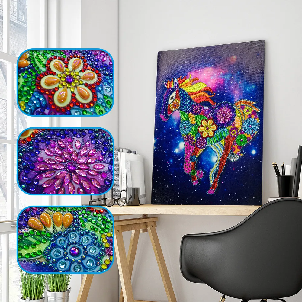 

Sashiko Diamond Embroidery horse Animals Special Shape Diamond Painting Embroidery Rhinestone 5D Diamond DIY Crystal Painting