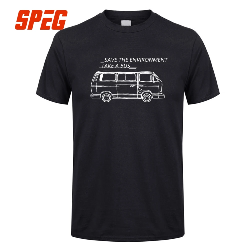 

Casual Car T Shirts Save The Environment Take a Bus Crew Neck Short Sleeve T-Shirt Funny 5XL Price Men's Humorous Tees Design