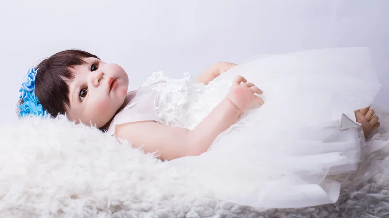22 &quotполностью силиконовые Bebe Reborn Girl Lifelike 55 см виниловые серьги гвоздики для