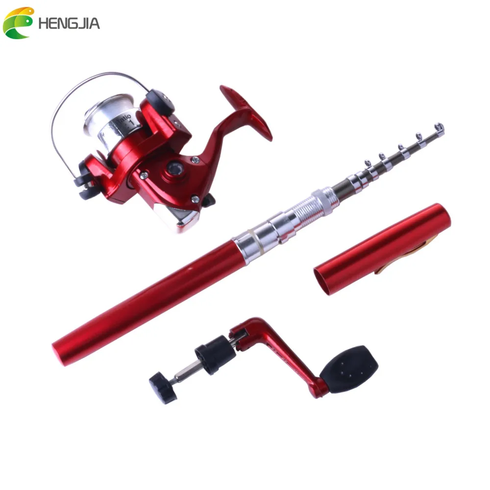 

HENGJIA 1Set Pocket Fishing Casting Rod Telescopic Mini Portable Aluminum Alloy Pen Shape Pesca