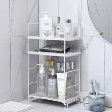 Многоуровневые регулируемые угловые полки для ванной комнаты, железный Настольный органайзер для косметики