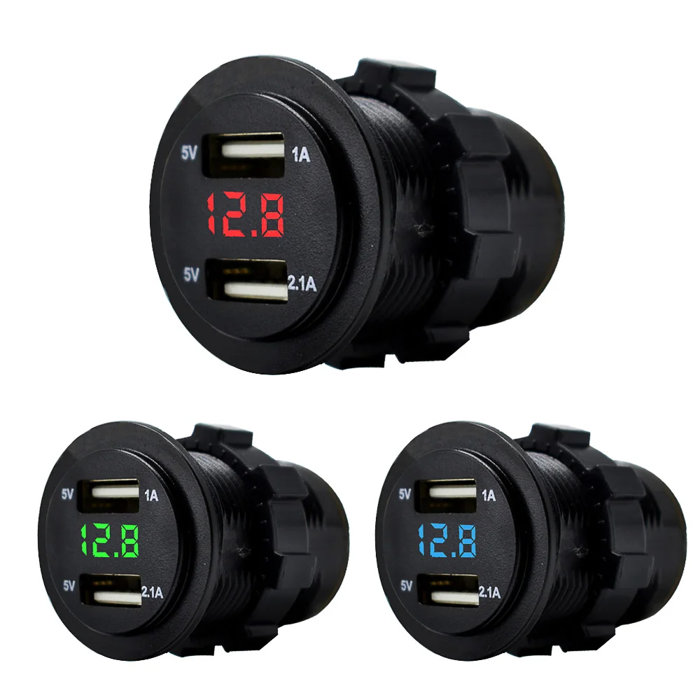 

Dual USB Motorcycle Cigarette Lighter Car Cigarette Lighter Charger Socket Charger+LED Digital Voltmeter Meter Monitor 3 colors