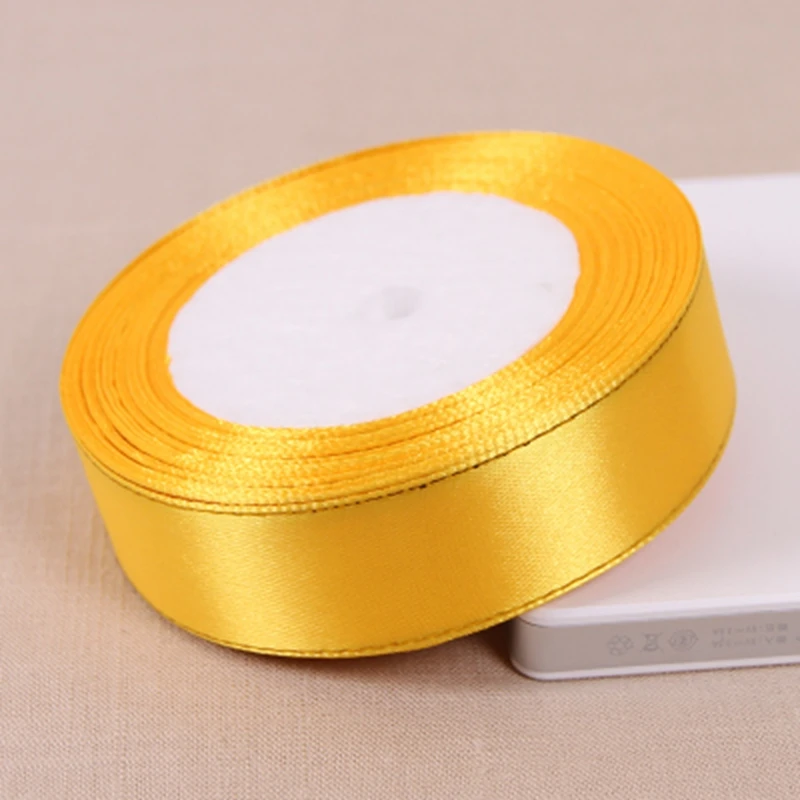 (25 yards/roll) 1'' (25mm) Gold edge ribbon satin ribbons high quality