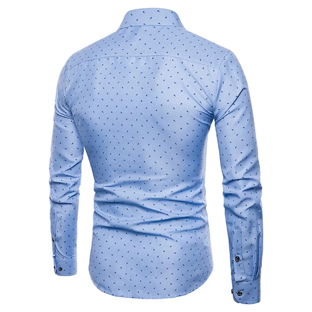 JAYCOSIN Мужская рубашка camisa masculina, модные топы с принтом, повседневные рубашки, облегающие удобные мужские рубашки с длинным рукавом 19JUN18